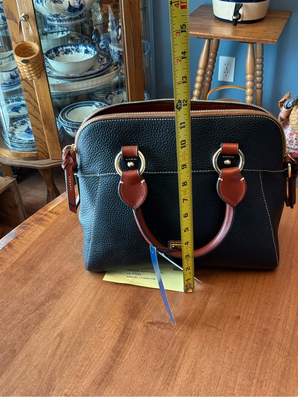 Dooney & Bourke Black and Brown Pebble Cameron Satchel - Picture 15 of 16